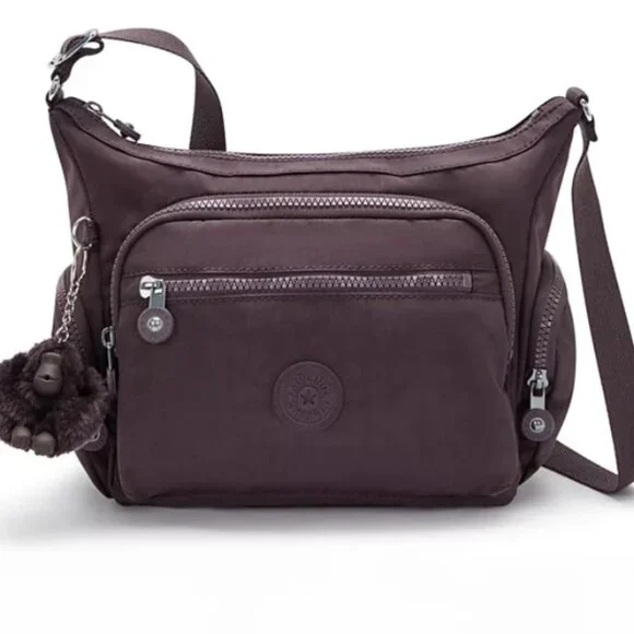Kipling Gabbie Small Crossbody Bag Plum Purple Adjustable Strap Nylon Purse - Picture 1 of 6